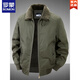 ROMON 2025 New Velvet Jacket Pure Cotton Men's Middle-aged Cotton Clothes Winter Casual Loose Fur Collar Jacket Men's Dad's Wear Khaki M (-120Jin Jin is equal to 0.5kg)