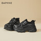 DAPHNE Daphne velvet dad shoes winter new fashion versatile casual shoes women's height increasing sneakers cotton shoes black velvet heel height 6.5cm 35 (225mm) standard size