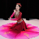 Fuyi Hao Xinjiang dance costume female Uyghur performance costume new ethnic minority large swing skirt practice art test Uighur burgundy gradient large swing skirt + girdle, free hat + small red flower M