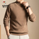 Woodpecker 2025 Winter Pure Wool Sweater Men's Half Turtle Collar Winter Thickened Knitted Sweater Men's Warm Bottoming Shirt Brown M
