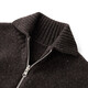 Pure wool three-dimensional densely woven colorful dot yarn lapel double zipper sweater jacket minimalist women's autumn and winter style dark gray S