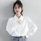 Ainolun white shirt for girls spring new college long-sleeved white shirt for women spring and autumn simple and versatile Korean style student casual white mall version exquisite fabric 160 S