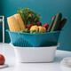 Camellia vegetable washing basket, drain basket, strainer, double-layer dual-purpose fruit and vegetable drain strainer, strainer basket, fruit plate, large and medium sizes available, blue, large size 1160