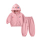 Dudujia Children's Spring Casual Suit Boys' Loose Hooded Jacket Spring Clothes Girls Breathable Knitted Pants Outdoor Tops Dogwood Pink 130