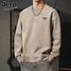 JEEP SPIRIT Jeep heavy sweatshirt men's autumn and winter American retro long-sleeved T-shirt round neck bottoming shirt men's Khaki XL