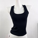Spot tankair hot girl tight-fitting high elastic square collar I-shaped vest for women fitness quick-drying sports short top black XS