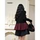 Wide color black sweater red plaid 25 autumn and winter Christmas wear new women's sweater top with base layer black M