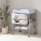 Table à langer Sweeby, table de puériculture, table de bain bébé, table à langer tactile, amovible et pliable, gris nébuleuse, fonction pliable + petite bassine d'eau + poubelle