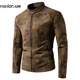 Pure (YISHion) new suede casual leather jacket men's motorcycle style overcomes the sense of luxury and handsome stand-up collar leather jacket autumn and winter QCC-5892 Brown 3XL