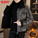 Hengyuanxiang fur all-in-one jacket autumn and winter men's lamb velvet lapel jacket handsome plus velvet thickened suede leather brown plus velvet 3XL