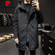 Pierre Cardin (Pierre Cardin) new autumn and winter men's mid-length hooded cotton coat thickened warm loose windbreaker quilted jacket trendy black M