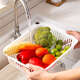 Yusenyi double-layer vegetable basin household vegetable storage basket rectangular fruit water leakage storage white