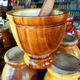 Banna Dai wooden pounding bucket, commercial cold chicken feet, yellow wooden mortar, medicine jar, pounding bowl, garlic jar, household masher, yellow wooden mortar-No. 9+ stick