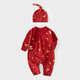 Jingqi baby jumpsuit new style pure cotton full moon and 100 days baby New Year's clothing red festive newborn baby clothes Yilu has you comes with fetal cap 52cm 0-1 month recommended weight 2-3.4kg
