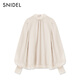 SNIDEL Elite Wardrobe Puff Sleeve Bow Tie Chiffon Shirt Top SWFB255162 Ivory White One Size (F)