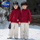 Disney parent-child sweatshirts plus velvet and thickening for mother and daughter 2025 new autumn and winter New Year's greetings for a family of three or four Western-style suits plus velvet red hat 150