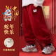 I.KARNOW boys' red velvet pants children's autumn and winter sports pants 2025 new big children's new year thickened one-piece velvet sweatpants 16319 Angora red 140