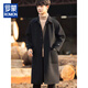 ROMON double-sided woolen coat for men, mid-length, high-end, winter thickened woolen trench coat, knee-high trendy black S 120Jin Jin is equal to within 0.5 kg