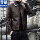 ROMON autumn and winter men's leather jacket new style lapel leather jacket trendy slim motorcycle casual Korean style plush leather jacket black plush plus thick style M recommended 90-110Jin Jin equals 0.5 kg