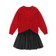 LUSON Chen Dazhu children's clothing girls dress fake two-piece red sweater velvet skirt children's skirt autumn and winter