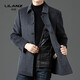 Lilang woolen men's coat autumn and winter middle-aged and elderly thickened warm double-sided woolen windbreaker dad down liner gray thickened 14XL (170)