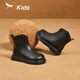 Red Dragonfly children's autumn and winter girls' shoes leather boots soft sole medium and large children's cotton shoes short boots Martin boots Q54BM001 black 34