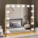 Cosmetic mirror with light desktop desktop LED light bulb square large rotatable rechargeable smart fill-in light vanity mirror horizontal style 60 52 white rechargeable