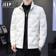 JEEP SPIRIT Jeep Thin Down Jacket Men's 2025 Winter Trend Versatile Warm White Duck Down Thickened Stand Collar Casual Outerwear 215 Black L