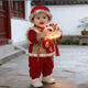Hongyile baby clothes, winter clothes, one-year-old dress, baby winter jumpsuit, Chinese style New Year's greeting suit, full moon and 100th day New Year's wear, safe and happy thickened jumpsuit + vest (without hood) 100cm 15-18 months 25-28Jin Jin equals 0.5 kg