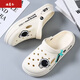 Duanmuxi big children's slippers 9-13 years old boys' summer hole shoes men's thick-soled soft-soled sandals and slippers Baotou slippers non-slip C off-white astronaut 36-37 one size too small