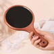 Mirror, hand-held sandalwood cosmetic mirror, beauty salon mirror, hand-held hand-held mirror, wooden handle mirror, large cosmetic mirror, portable mirror, sandalwood cosmetic mirror, large round mirror