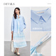 Chandubila holiday two-piece set, elegant and romantic lapel loose shirt & gradient tie-dye printed suspender dress, glacier blue M 100-110Jin Jin equals 0.5kg recommended choice