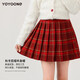 I.KARNOW Girls' Short Skirt Autumn and Winter 2026 New Skirt Red Girls' Plaid Skirt Winter Clothing Western Style Children's New Year's Skirt 19800 Red Sweater + 4539 Red Plaid Skirt 130