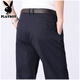 Playboy middle-aged and elderly pure cotton casual pants men's autumn and winter thick no-iron high-waisted men's pants double pleated deep crotch large size long pants thick/light khaki double pleated large trouser legs 100% cotton / 46 3 feet 4 waist 46