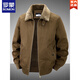 ROMON 2025 New Velvet Jacket Pure Cotton Men's Middle-aged Cotton Clothes Winter Casual Loose Fur Collar Jacket Men's Dad's Wear Khaki M (-120Jin Jin is equal to 0.5kg)