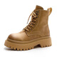 Aizunshi Martin Boots Frauen 2024 Herbst und Winter Neue Britisch -Style -Kurzleder Kurzstiefel Dicke Sohle Erhöhung Retro Motorrad Single Stiefel Brown 38