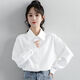 Ainolun white shirt for girls spring new college long-sleeved white shirt for women spring and autumn simple and versatile Korean style student casual white mall version exquisite fabric 160 S
