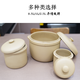 Language of Stone Natural unglazed plain porcelain crock pot soup health stew pot crock pot Rongzhou pottery water-proof stew pot kitchen utensils and tableware light brown 0.5L 1 piece