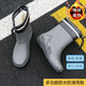 德系雨鞋雨靴高档男新款收口防雨防水鞋中筒防滑雨靴水靴户外钓鱼 黑色加防水口不可拆 41