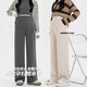 Maternity trousers, autumn and winter new outer wear pregnancy trousers, velvet and thickened glutinous rice high-waisted versatile wide-leg pants, oatmeal color and velvet style L (115-135Jin Jin equals 0.5 kg)