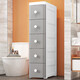 JD Logistics Furniture Crack Storage Cabinet Drawer-type Storage Rack Bathroom Kitchen Narrow Storage Cabinet 25cm Width Pure White 6 Layers