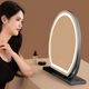 Desktop makeup mirror LED with light fill light charging makeup table rotating dormitory smart girl heart ins style black diameter 60CM plug-in model