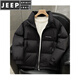 JEEP SPIRIT warm and light down jacket men's winter 2025 new handsome stand-up collar cold-proof clothing black gold hot winter jacket gray M