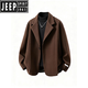 JEEP SPIRIT Black Woolen Suit Jacket Men's Winter Cotton Thickened Short Coat-style Korean Casual Wear Suit Brown Cotton Jacket M 90-115Jin Jin is equal to 0.5 kg