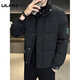LILANZ 2025 new winter style handsome stand-up collar down jacket men's short thickened trendy warm bread jacket black-flagship L