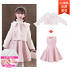 G.duck girls suit dress winter new style plus velvet children's fashionable trendy woolen suit dress children's clothing fashionable princess dress 21001 pink vest dress + jacket velvet thickened 160 cm