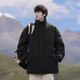 VUUG men's cotton coat American style stand collar solid color cold weather clothing versatile new trendy brand cotton coat black S