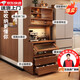 Tea cabinet, side cabinet, storage cabinet, narrow cabinet against the wall, household small water bar, antique style dining cabinet, storage cabinet, short cabinet, door-to-door delivery, walnut color 50*40*76cm, 15MM thickened