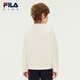 Fila Children's Clothing Sweatshirt 2025 Winter New Antibacterial Casual Pullover Sweatshirt for Boys and Girls Maltose White-IV 120 cm