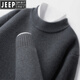 JEEP SPIRIT Jeep thickened warm wool sweater half turtleneck autumn and winter new men's loose pullover knitted sweater bottoming shirt Yunmituo S